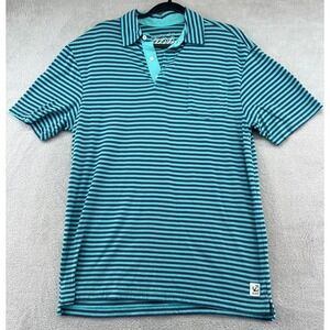 Hiho Shirt Mens Sz Medium Polo Short Sleeve Blue Striped Performance